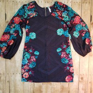 Xhilaration Juniors Pleated Shoulder Floral Dress